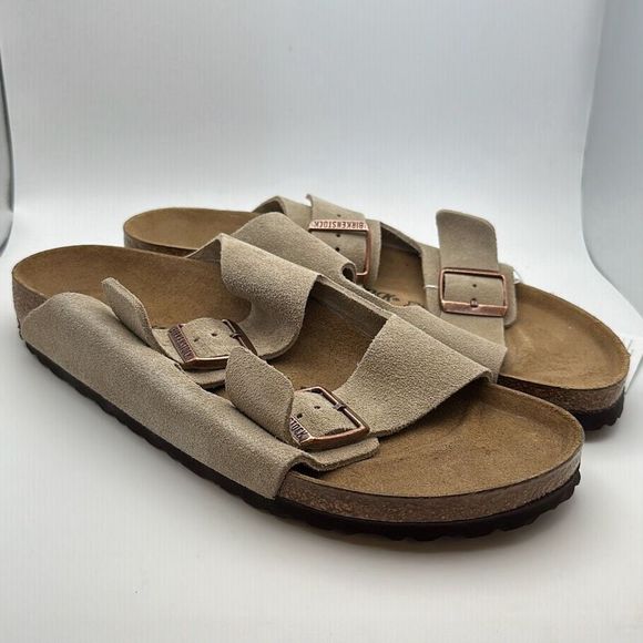 BIRKENSTOCK Women's Arizona Soft Footbed Suede Leather  EU 43 US 10 TAUPE - Picture 1 of 7